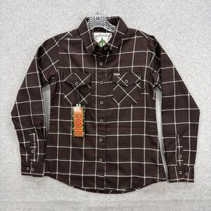 Dixxon Flannel Shirt Women Small Brown Plaid Marin 420 Rolling Papers D Tech NEW